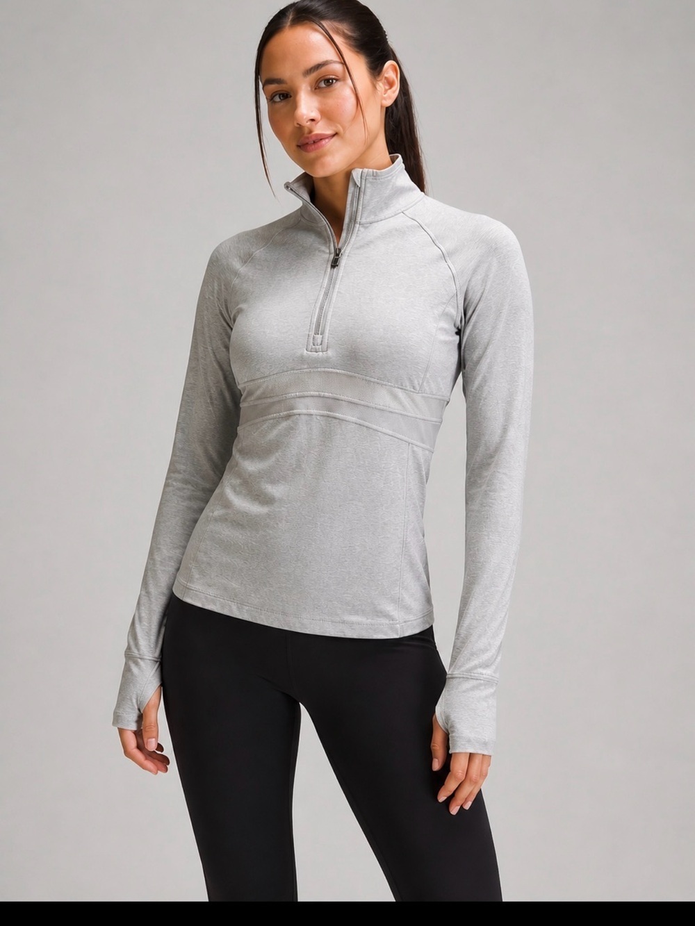 Lululemon Think Fast Pullover Cold Hands Warm Heart Gray Sz 6 Half Zip Cuffins - Picture 3 of 12